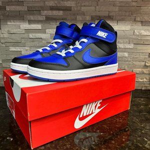 NEW Boys Nike Court Borough Mid 2 Sneakers DM8873 001 Size 12.5 Black Blue NIB